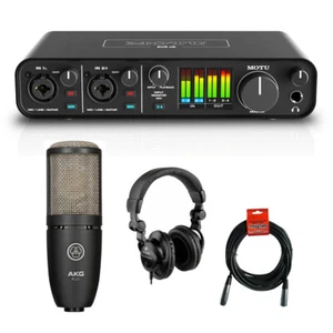 Interfaz de audio USB Motu M4 4x4 con micrófono de estudio AKG P220, auriculares y cable XLR - Imagen 1 de 9