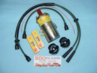 FIAT 500 D/F/L/R 126 KIT PLUS CAVI CANDELA VERDI + BOBINA M/M + CANDELE NGK + CA