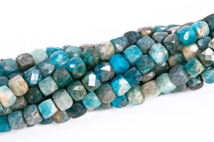 Cubo facetado de apatita azul de 4x4 mm grado A cuentas sueltas de piedras preciosas naturales genuinas - Imagen 1 de 4