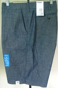 Nuevo con etiquetas Pantalones Cortos Chinos SONOMA 40W Para Hombre Azul Sólido Ropa Flexible Cintura Elástica Mezcla de Algodón - Imagen 1 de 11