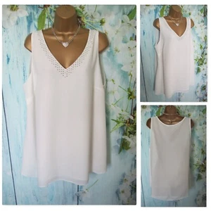 EVANS TOP PLUS SIZE 20, Ivory white V Neck Jewel Camisole Occasion Vest Cami Top - Picture 1 of 8