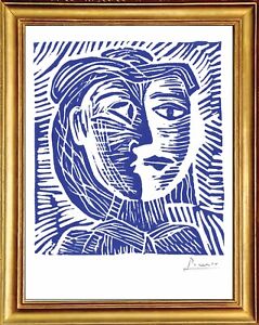 Pablo Picasso Hand Signed Ltd Edition Print "Woman in Hat" w/COA (unframed)