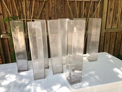 LOT of Square glass vase 24-inch x 5-inch (9 QTY)- FLORAL BIZ LIQUIDATION - Image 1 of 3