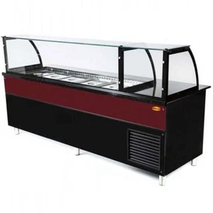 Salattheke Dönertheke mit Kassentisch 2500 mm Lang Bordeaux-Schwarz - Bild 1 von 6