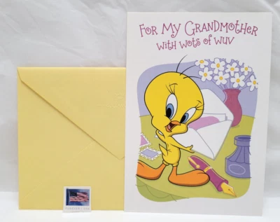 Hallmark Looney Tunes Tweety  Happy Birthday Grandmother Birthday Card w/Stamp - Image 1 of 4