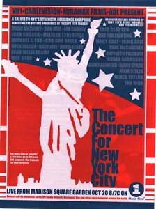 2001 VINTAGE PRINT AD - VH1 THE CONCERT FOR NYC AD -SEPT 11TH BENEFIT CONCERT AD - Picture 1 of 1