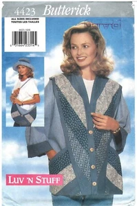 1996 Butterick 4423 Misses Strip-Quilted Jacket one size sewing pattern uncut - Picture 1 of 3