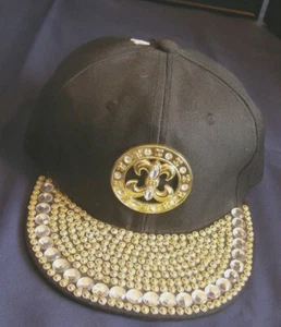 New Orleans Fleur-De-Lis Bedazzled Snapback Baseball Hat Cap - Picture 1 of 4