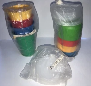 Tupperware Bell Tumbler Vtg Sheer Flat Sipper Seal Sippy Snack Cup Set 4 Colors - Picture 1 of 3