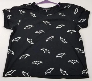 Love Peace & Lazy Days T Shirt Girl’s Small Black White Bats Crew Short Sleeves - Picture 1 of 10