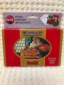 Coca-Cola Nostalgia Christmas Playing Cards; Set of 2 Decks in Tin Box (New)A - Picture 1 of 7