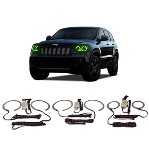 Bright Green Angel Eye Headlight Halo kit for Jeep Grand Cherokee 11-13 - Picture 1 of 3