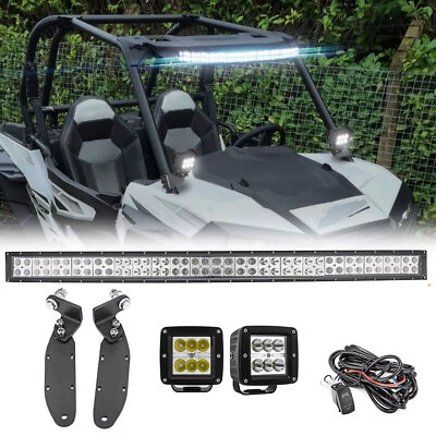 For Polaris General XP 1000 Roof 42" Curved Light Bar Mount Wire + 3" Light Pods - Image 1 of 4