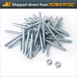 POWERTEC Hanger Bolts 5/16-18x3" w/ 2pcs Bolt Installation Hex, 50 PK (QHB1001) - Picture 1 of 6