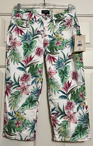 NWT NYDJ size 4P white green pink marilyn crop pants $99 women's - Picture 1 of 7