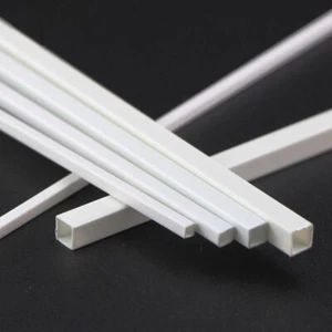 ABS Plastic Square Tube White Hollow Bar DIY Model 3x3x250mm to 10x10x250mm - Picture 1 of 7