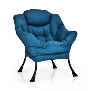 Modern Accent Sofa Chair Lazy Chair Lightweight with Steel Frame and Side Pocket - Picture 1 of 14
