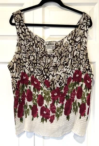 Danny & Nicole Womens Blouse 22 Sleeveless Rose Floral Pleated Plisse Fairycore - Picture 1 of 8