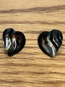 Vintage Ohrstecker 90er Jahre Herzform braun Wirbel - Bild 1 von 7