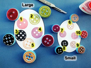 Button rubber stamp, buttons hand carved rubber stamps,craft, needle, sewing - Picture 1 of 14