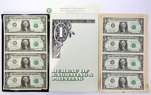 1985 Uncut Sheet San Francisco Dollar Bill 1995 Richmond (2) 4 Subject Notes - Picture 1 of 5