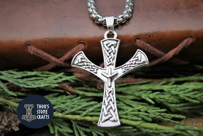Viking Algiz Rune Pendant Necklace Protection Talisman Norse Odin Thor Gift - Image 1 of 4