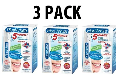 Plus Blanco, ¡PACK DE 3! Kit de blanqueamiento de velocidad de 5 minutos, gel, bandeja, enjuague StainGuard Foto 1 de 4