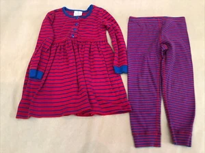 Hanna Andersson Playdress Set 110 Girls Red Blue Stripe Dress Leggings Flaw - Picture 1 of 6