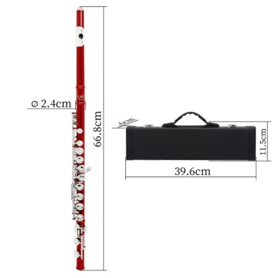 Chave estilo flauta/E 16 furos prata niquelada C latão branco nova vermelha - Imagem 1 de 4