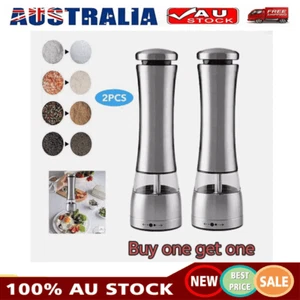 Electric Salt Pepper Grinder Mill Shakers Adjustable Battery Operated Set - Picture 1 of 11