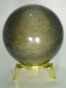 BUTW Mexican Gold sheen obsidian 82 mm healing sphere with stand lapidary 6657E - Picture 1 of 2