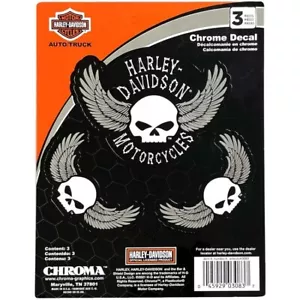 JUEGO DE CALCOMANÍAS DE CALCOMANÍAS DE CALAVERA Y ALAS HARLEY DAVIDSON MOTOCICLETAS - Imagen 1 de 1