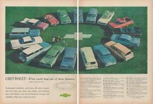 Pubblicità 2 pagine stampa Chevrolet Cars 1959 12 modelli Bel Air Nomad Impala El Camino - Foto 1 di 3