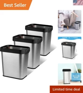 Elegantes y modernos cestas de basura de acero inoxidable de 3 galones - tapa abierta que ahorra espacio - Imagen 1 de 10