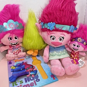 DreamWorks 3 Troll Poppy’s-Cuddle BIG 22" Pillow Pal, 15”& 10” , Fuzzbert & Book - Picture 1 of 12