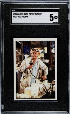 1985 Panini Back to the Future DOC BROWN #127 Rookie RC Sticker SGC 5 - Image 1 of 2