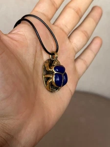 Carved Scarab Pendant, Scarab Necklace, Gem Amulet Pendant, Beetle Pendant - Picture 1 of 5