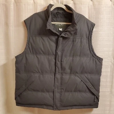 Eddie Bauer Goose Down Jacket Mens Size 2XL Dark Grey Quilted Puffer Vest - Image 1 of 4