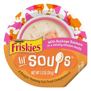 Purina Grain Free Lickable Cat Food Toppers Lil’ Soups With Sockeye Salmon in... - Picture 1 of 9