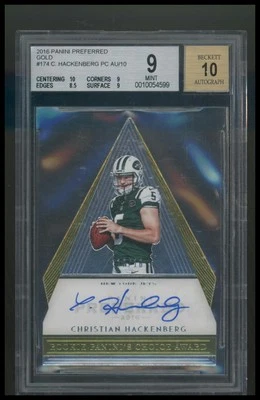 2016 Panini Preferred #174 Christian Hackenberg Gold BGS 9 #/10 - Image 1 of 2