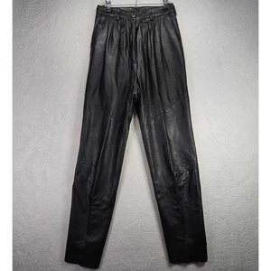 Wilsons pantalone pelle donna 10 (26x31) tasche cintura passante nero vintage anni 90 80 - Foto 1 di 14