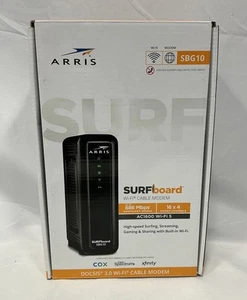 ARRIS SURFboard SBG10, DOCSIS 3.0 16 x 4 Gigabit Cable Modem & AC1600 - Picture 1 of 3