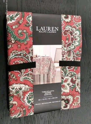 Ralph Lauren MANTEL NAVIDAD ACCIÓN DE GRACIAS Jacobeo Rojo Verde 60" x 120" NUEVO Foto 1 de 4