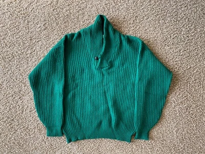 Timberline: Suéter de cuello chal XL para hombre (85 % lana, pesado, verde), hecho en EE. UU. Foto 1 de 4