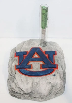 NEW NIB - Auburn University Tigers AU Logo Molded Faux Rock Rain Gauge Licensed Foto 1 de 4