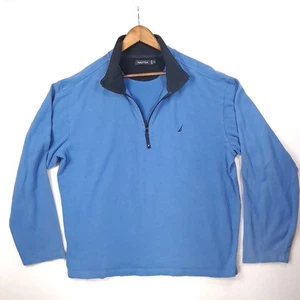 Nautica 1/4 Zipper Heavy Cotton Pullover Men's Long Sleeve Blue Size XL - Picture 1 of 15