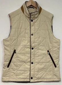 Tommy Bahama Quilted Vest Mens Medium Full Zip & Button Khaki Beige VERY NICE - Picture 1 of 17