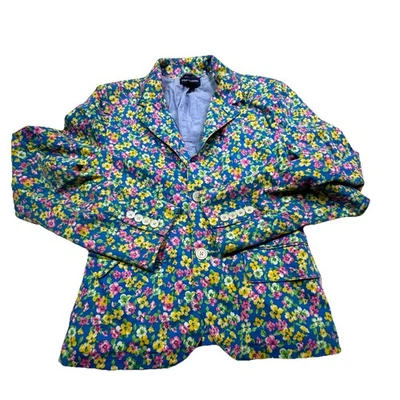 Polo Ralph Lauren Floral Jacket Girls Size 16 Blue Lined Cotton Button Front - Image 1 of 4