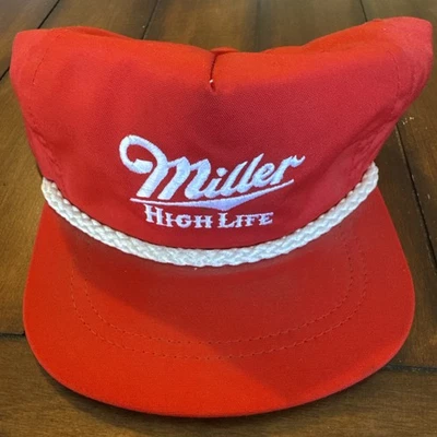 De colección Años 80 Miller High Life Nylon Cuerda Ajustable Sombrero Gorra Cerveza  Foto 1 de 4