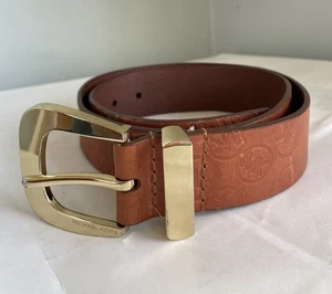 MICHAEL Michael Kors Women's Brown Monogram Embossed Leather Belt Size S - Picture 1 of 15